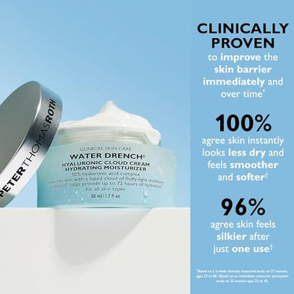Peter Thomas Roth | Water Drench® Hyaluronic Cloud Cream Hydrating Refillable Moisturizer | Hyaluronic Acid Cream For All Skin Types, Line-Smoothing, Fragrance-Free