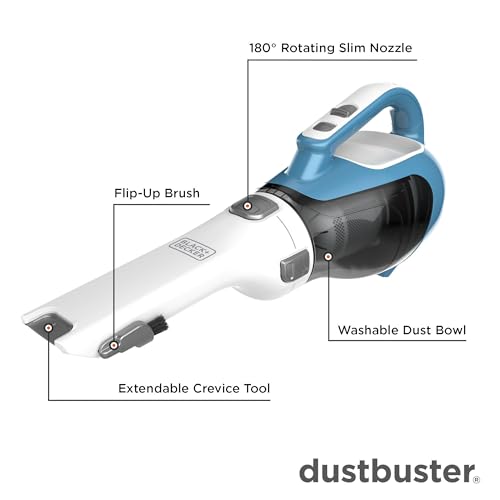 BLACK+DECKER dustbuster AdvancedClean Cordless Handheld Vacuum, Compact Home and Car Vacuum with Crevice Tool (CHV1410L)