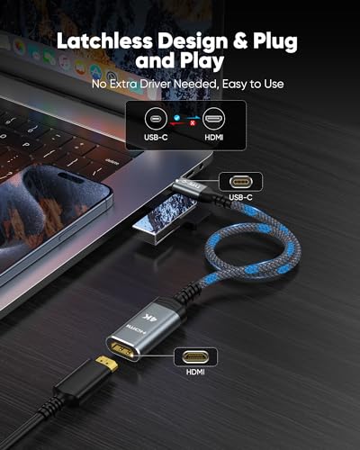 Highwings 4K@60Hz USB C to HDMI Adapter, [High Speed, Thunderbolt 3/4] USB Type C to HDMI Adapter Groundbreaking Performance, Compatible for iPhone 15 Pro/Max, MacBook Pro/Air, iPad, iMac and More