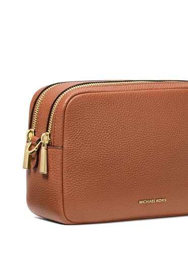 Michael Kors Women's Bryant Medium Double Zip Chain Camera Crossbody Bag, Gold-Tone Hardware/Luggage