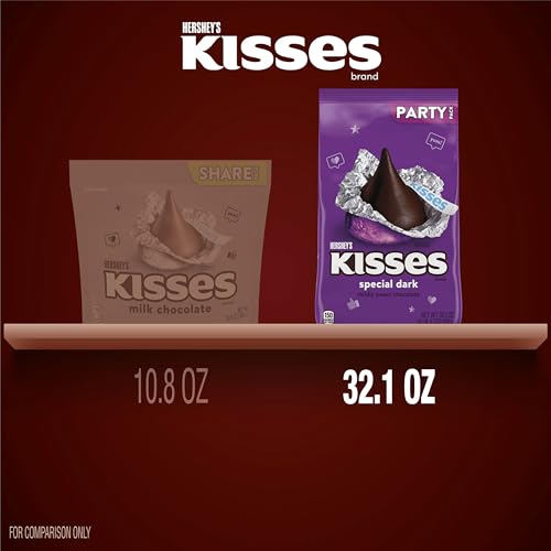HERSHEY'S KISSES SPECIAL DARK Mildly Sweet Chocolate Candy Party Pack, 32.1 oz