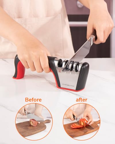 Brigii 4-in-1 Knife Sharpener, Kitchen Knife Accessories for Ceramic Knives, Steel Knives and Scissors, Aiding in Repair, Restoration, and Polishing of Blades