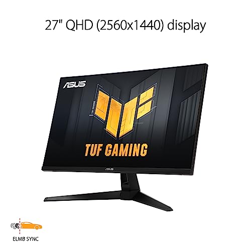 ASUS TUF Gaming 27” 1440P HDR Monitor (VG27AQ3A) – QHD (2560 x 1440), 180Hz, 1ms, Fast IPS, 130% sRGB, Extreme Low Motion Blur Sync, Speakers, Freesync Premium, G-SYNC Compatible, HDMI, DisplayPort