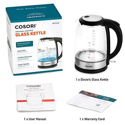 COSORI Electric Tea Kettle for Boiling Water, Stainless Steel Filter, 1.7L/1500W, Hot Water Boiler, Wide Opening&Automatic Shut Off, BPA-Free, Black