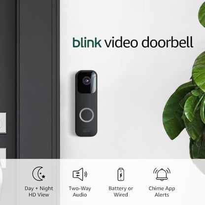 Blink Video Doorbell + 3 Outdoor 4 smart security cameras (4th Gen) with Sync Module 2 | Two-year battery life, motion detection, two-way audio, HD video, Works with Alexa