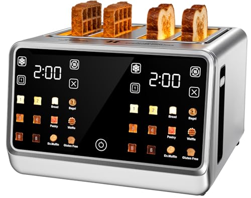 4 Slice Toaster, Wide Slots, Dual Touchscreens, Single Slice & Bagel Modes