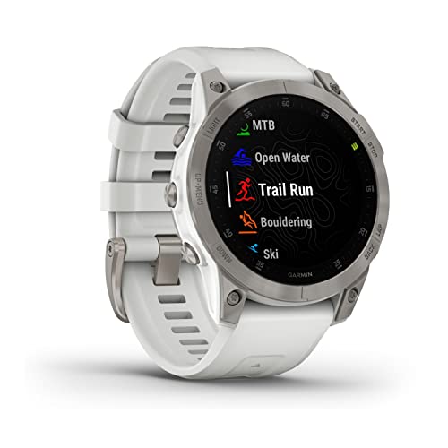 Garmin epix Gen 2, Premium active smartwatch, Health and wellness features, touchscreen AMOLED display, adventure watch with advanced features, white titanium