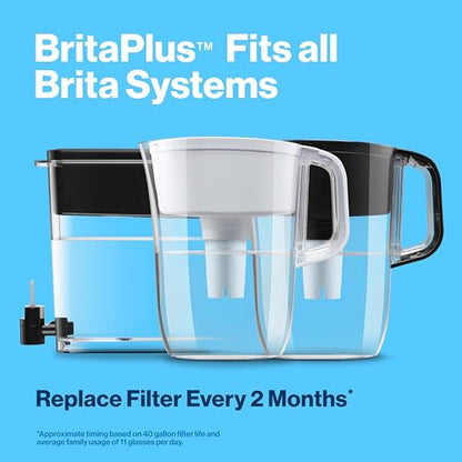 Brita Plus Water Filter, BPA-Free, High-Density Replacement Filter for Pitchers and Dispensers, Reduces 2x Contaminants*, Lasts Two Months or 40 Gallons, Includes 6 Filters