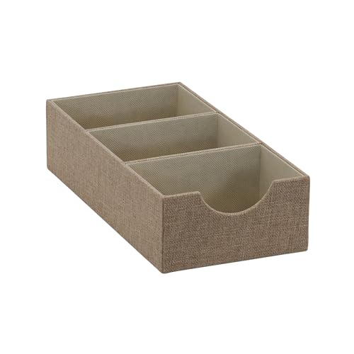 Household Essentials Brown 722-1 Deep 3 Section Drawer Organizer Box for Storage | 12 in x 6.13 in x 3.13