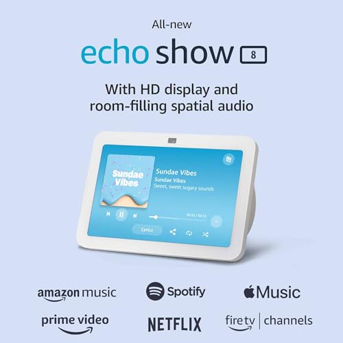 Amazon Echo Show 8 (3rd Gen, 2023 release) | With Spatial Audio, Smart Home Hub, and Alexa | Glacier White