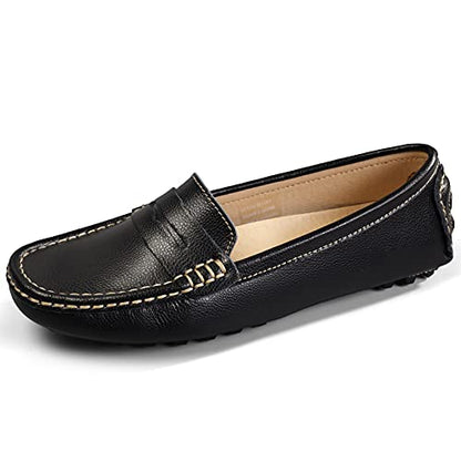 Artisure Women's Classic Handsewn Black Genuine Leather Penny Loafers Driving Moccasins Casual Boat Shoes Slip On Fashion Office Comfort Flats 9 M US SKS-1221HEI90-1