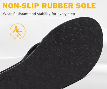 ONCAI Women's Flip Flops Comfortable Summer Beach Thong Sandals for Women 2025 with Cushion Walking Arch Support Yoga Mat Indoor Outdoor Soles Black Size 8