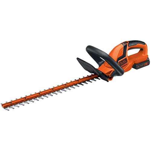 BLACK+DECKER 20V MAX Cordless Hedge Trimmer, Battery and Charger Included, 22 Inch Steel Blade Lightweight Bush Trimmer, Soft Grip, Less Vibration (LHT2220)