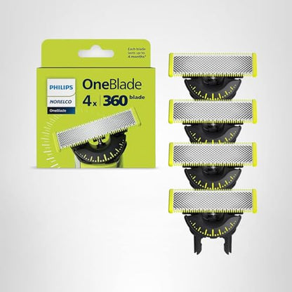 Philips Norelco OneBlade 360 Blades, Genuine Replacement Blades for OneBlade Electric Shaver and Trimmer, 4 Pack, QP440/80