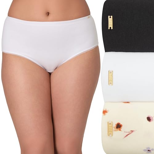 Bali Women's Underwear Hipster Pack, Lux Cotton Essentials Hipster Underwear, Moisture-Wicking, Tummy Control, 3-Pack