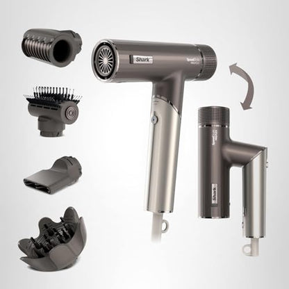 Shark SpeedStyle Pro Flex Professional Performance High-Velocity Hair Dryer System with Scalp Shield & IQ Speed Styling and Drying Suite, Lightweight, Ionic, No Heat Damage, Mocha Silver, HD542