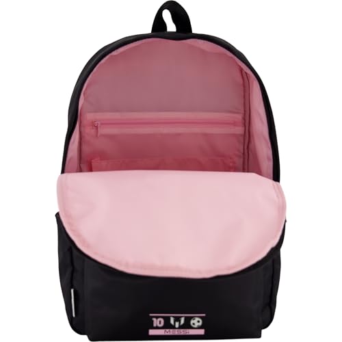 Messi Boys' Lifestyle Backpack Girls, Bookbag with Pockets & Adjustable Straps, Black/Pink, One Size