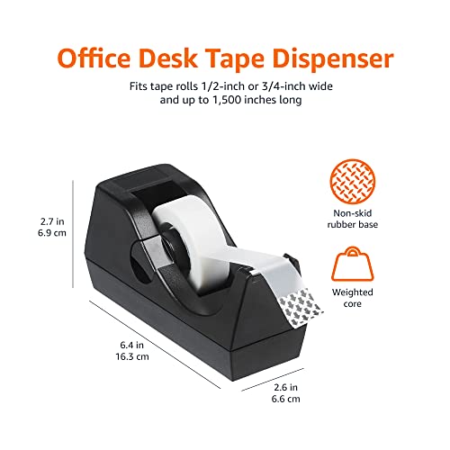 Amazon Basics Weighted Office Desk Tape Dispenser - 3-Pack