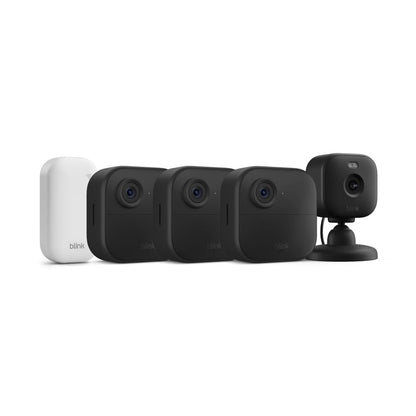Blink Outdoor 4 + Mini 2 – Wireless smart security camera, two-year battery life, 1080p HD day and infrared night live view. Sync Module Core included – 3 camera system + Mini 2 (Black)