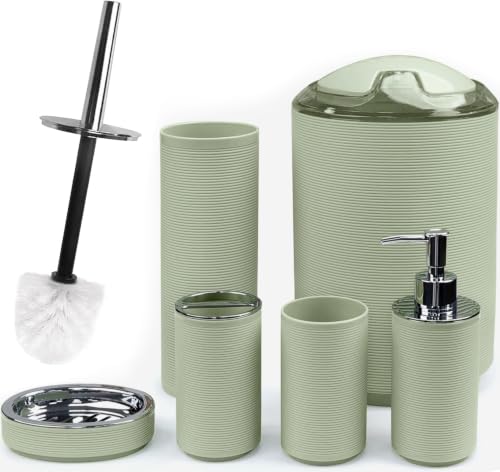 CERBIOR Bathroom Accessories Set 6 Piece Bath Ensemble（Green）