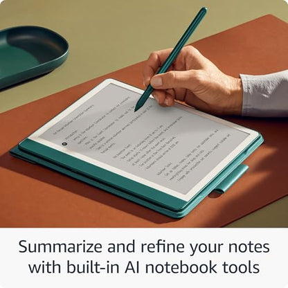 New Amazon Kindle Scribe (64GB) - Redesigned display with uniform borders. Now write directly on books and documents. With built-in notebook summarization. Includes Premium Pen - Metallic Jade