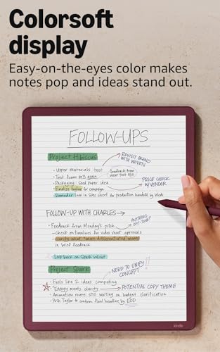 Amazon Kindle Scribe Colorsoft 64GB (newest model) — 11” paper-like color display — Write in notebooks, docs, and books. Read in any light. Pen included - Fig