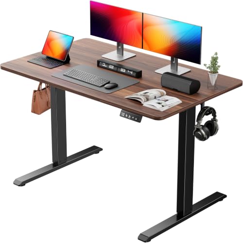 Standing Computer Gaming Office Desk - 48 x 24 Inches Adjustable Stand Up Electric Height Rising Table with Memory Presets