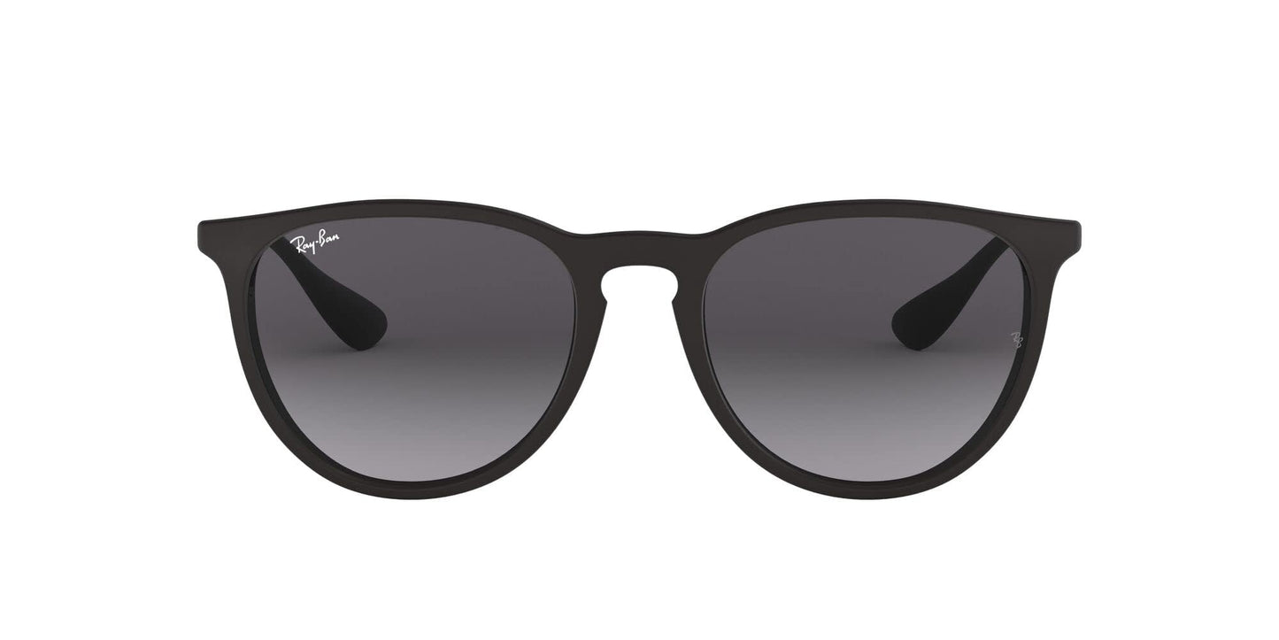 Ray-Ban RB4171 Erika Round Sunglasses, Rubber Black/Light Grey Gradient Dark Grey, 54 mm
