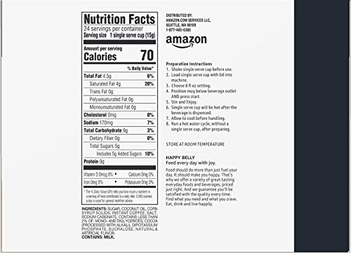 Amazon Brand - Happy Belly Cappuccino Coffee Pods Light Roast Compatible with 2.0 K-Cup Brewers, French Vanilla Flavored, 24 Count, 1.5 pound (Pack of 1)