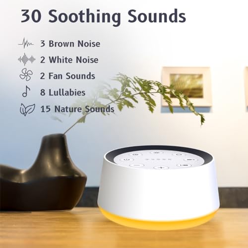 Brown Noise Sound Machine with 30 Soothing Sounds 12 Colors Night Light White Noise Machine for Adults Baby Kids Sleep Machines Memory Function 36 Volume Levels 5 Timers for Home Office Travel