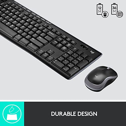 Logitech MK270 Wireless Keyboard And Mouse Combo For Windows, 2.4 GHz Wireless, Compact Mouse, 8 Multimedia And Shortcut Keys, For PC, Laptop - Black