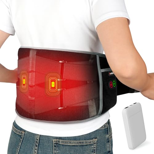 Comfytemp Cordless Heating Pad with Massager for Back Pain Relief, Portable Lower Back Massager FSA HSA Eligible Wearable, Mothers Day Gifts, Birthday Gifts for Women Men Mom Dad, 3 Heat, Auto-Off 58"