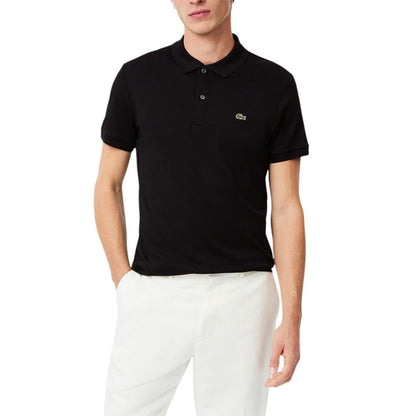 Lacoste Mens Short Sleeve Pima Jersey Interlock Regular Fit Polo, Black, Large