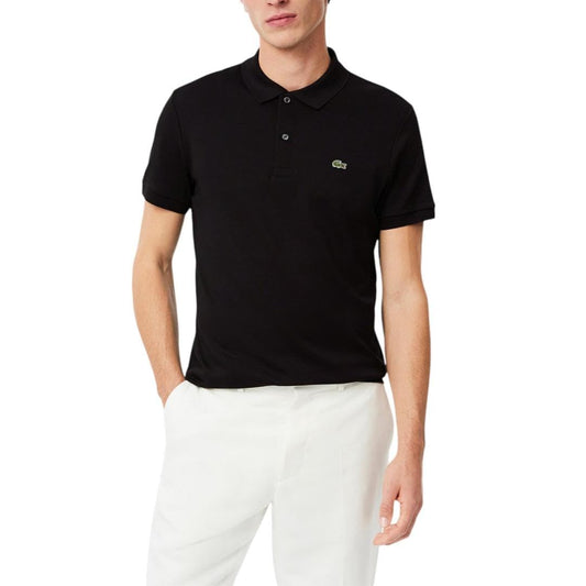 Lacoste Mens Short Sleeve Pima Jersey Interlock Regular Fit Polo, Black, Large