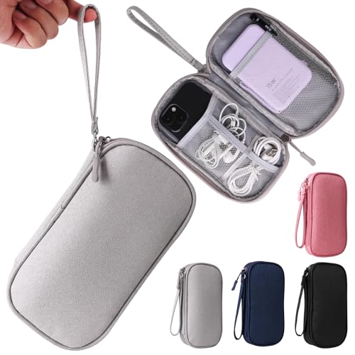 KINMINGZHU Universal Cable Organizer - Electronics Accessories Bag for Charger, Phone, Memory Card, Travel Gadget Bag (Grey)