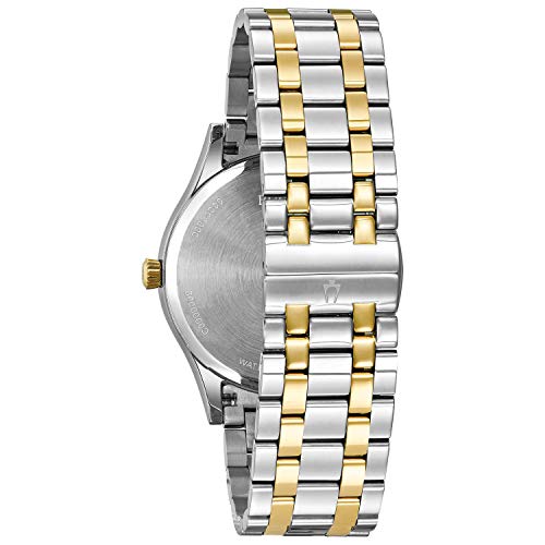 Bulova Men's Classic Two-Tone Stainless Steel 3-Hand Calendar Date Quartz Watch with Diamonds and Blue Dial Style: 98D130