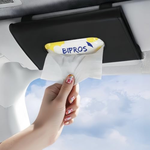 BIPROS Car Tissue Holder for Visor with Lotion Facial Tissues Included