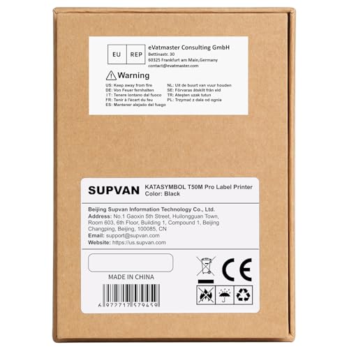 SUPVAN T50M Pro Bluetooth Label Maker Machine with Tape, Wide Waterproof Label, Versatile App with 40 Fonts and 450+ Icons, Inkless Labeler for Home, Kitchen, School, Office Organization, Black