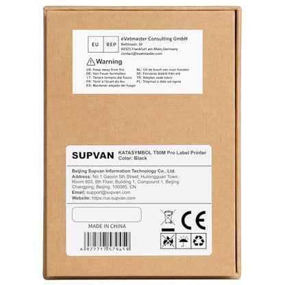 SUPVAN T50M Pro Bluetooth Label Maker Machine with Tape, Wide Waterproof Label, Versatile App with 40 Fonts and 450+ Icons, Inkless Labeler for Home, Kitchen, School, Office Organization, Black