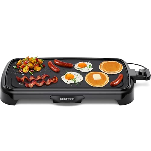 Chefman XL Electric Griddle with Removable Temperature Control, Immersible Flat Top Grill, 10 x 20 Inch