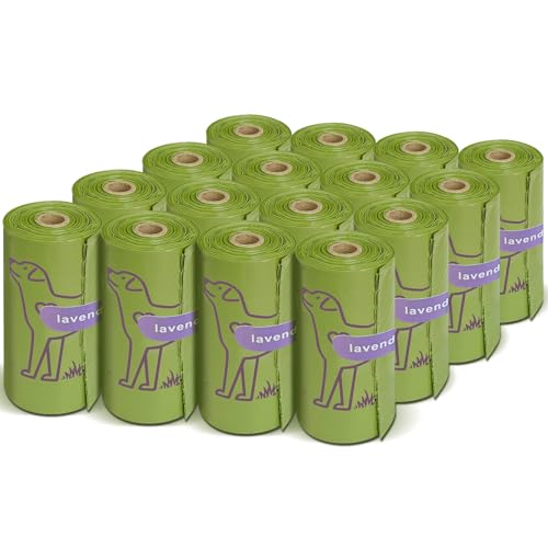 240 Count Lavender Scented 13" x 9" Dog Poop Bags Rolls, Leakproof Strong & Sturdy Waste Bags for Doggie Cat Pet