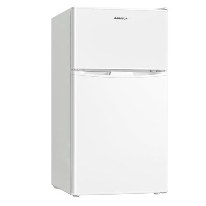 BANGSON Mini Fridge with Freezer, 2 Door Small Refrigerator with Freezer, Mini Fridge for Bedroom, 3.2 CU.FT, For Home, Office, Dorm, Garage or RV, (White)