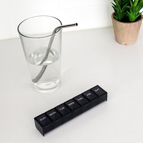 EZY DOSE Weekly (7-Day) Pill Case, Medicine Planner, Vitamin Organizer Box, Convenient and Easy to Use, Large Compartments, Travel Friendly, Black, Made in the USA, BPA Free