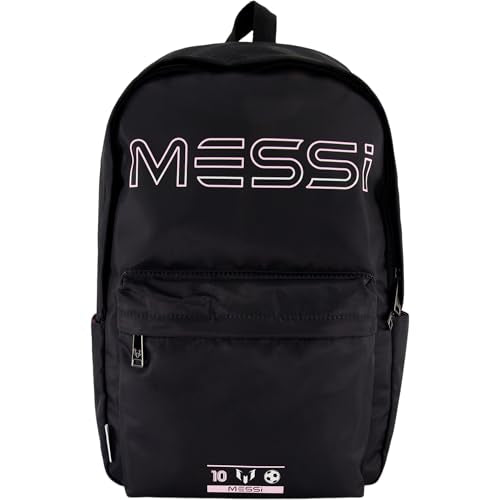 Messi Boys' Lifestyle Backpack Girls, Bookbag with Pockets & Adjustable Straps, Black/Pink, One Size