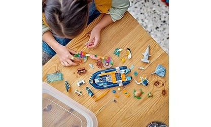 LEGO City Explorer Diving Boat 60377 Ocean Building Toy, Includes a Coral Reef Setting, Mini-Submarine, 3 Minifigures and Manta Ray, Shark, Crab, 2 Fish and 2 Turtle Figures