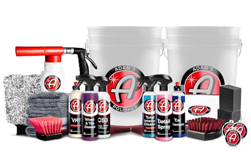 Adam's Essential Car Wash Kit (24-Item) - Auto Detailing Car Care Cleaning Kit with Foam Gun & Bucket Car & Truck Lovers, Dads, Moms and DIYers