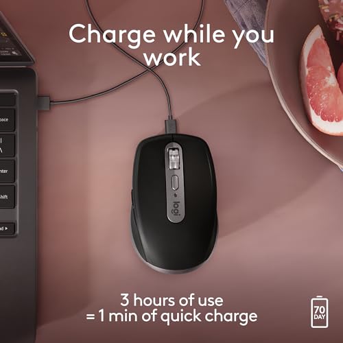 Logitech MX Anywhere 3S Mac Compact Wireless Mouse 8K DPI - Space Grey