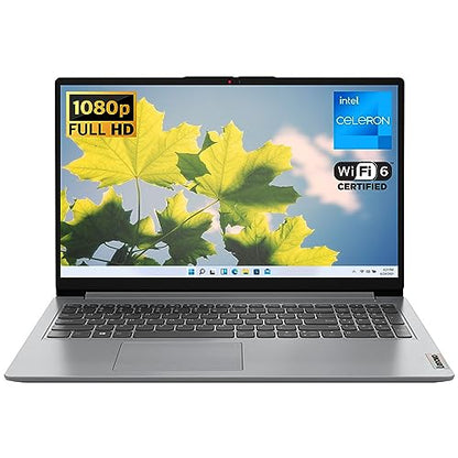 Lenovo IdeaPad 1 Student Laptop, Intel Dual Core Processor, 12GB RAM, 512GB SSD + 128GB eMMC, 15.6" FHD Display, 1 Year Office 365, Windows 11 Home, Wi-Fi 6, Webcam, Bluetooth, SD Card Reader, Grey