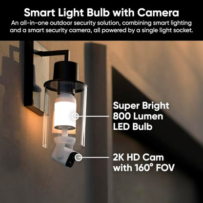 WYZE Bulb Cam - 2K HD Smart Light Bulb Security Camera, E26 Socket