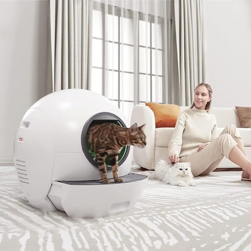 Self-Cleaning Litter Box, SMARTELF Automatic Cat Litter Box Extra Large Litter Box for Multiple Cats, Odor Removal Anti Pinch Kitty Litter Box